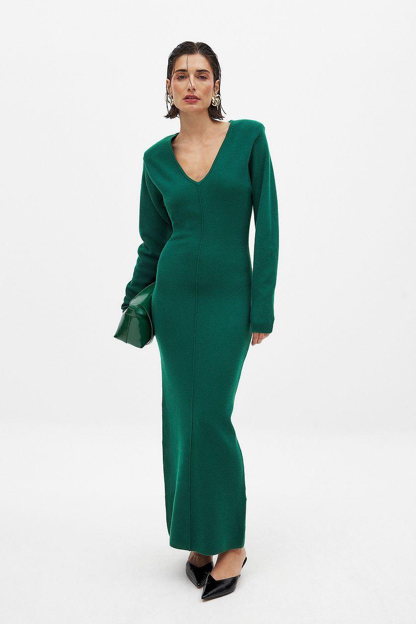 Knitted V-Neck Maxi Dress Product Image