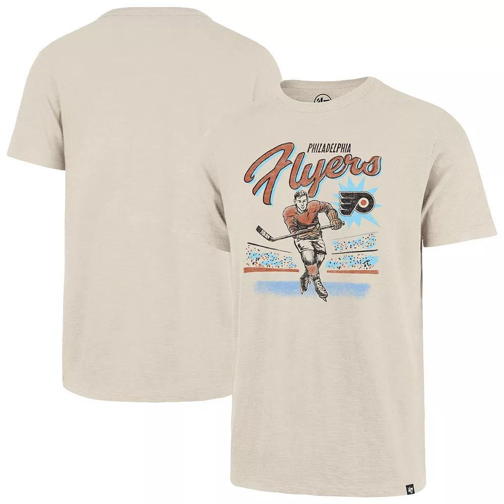 Men's '47  Natural Philadelphia Flyers Hockey Player Golden Age Scrum T-Shirt, Size: 3XL, Fly Beige Product Image