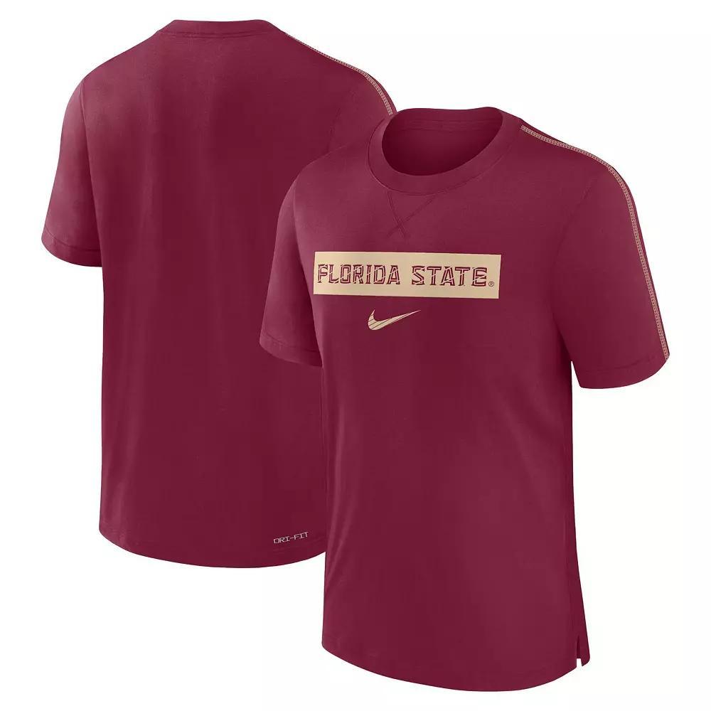 Men's Nike Heather Maroon Houston Texans Rewind Logo Tri-Blend T-Shirt, Size: Large, Red Product Image