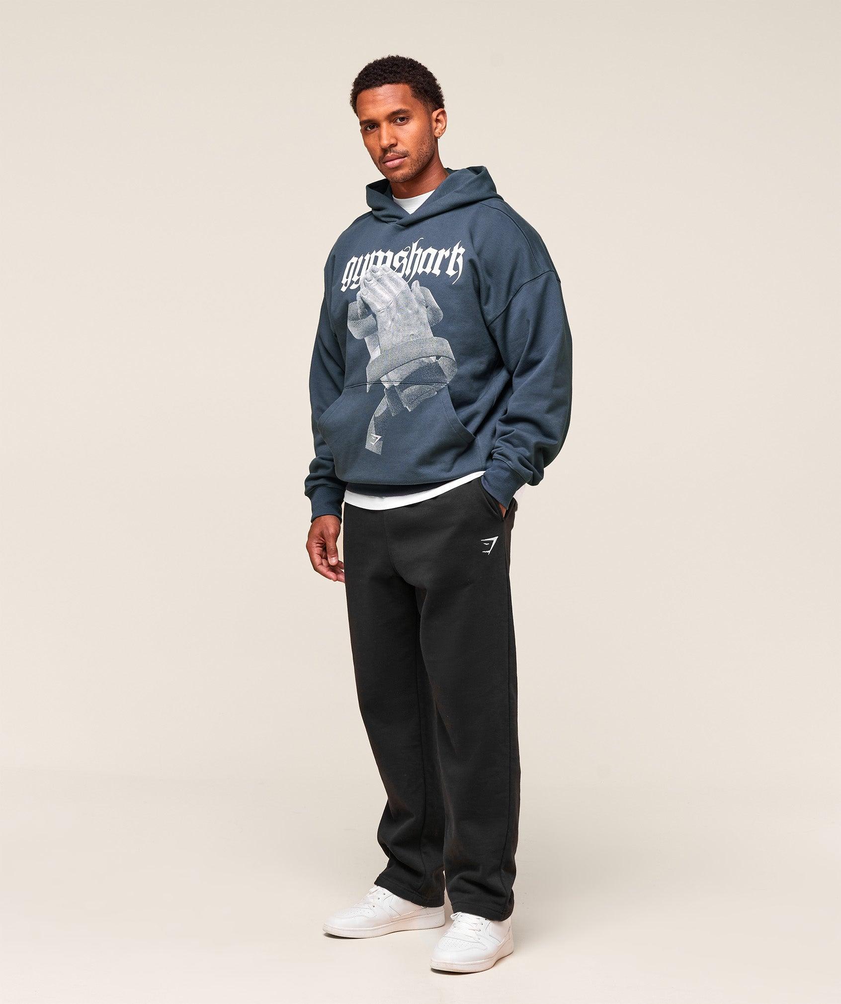 Gymshark Prayer Hands Hoodie - Titanium Blue Male Product Image