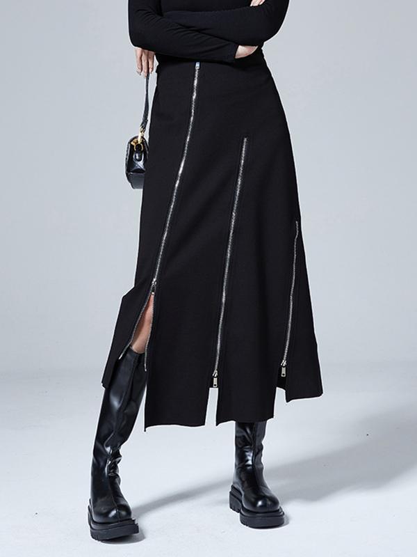 Fashion A-Line Irregularity Zipper Bodycon Skirts Product Image