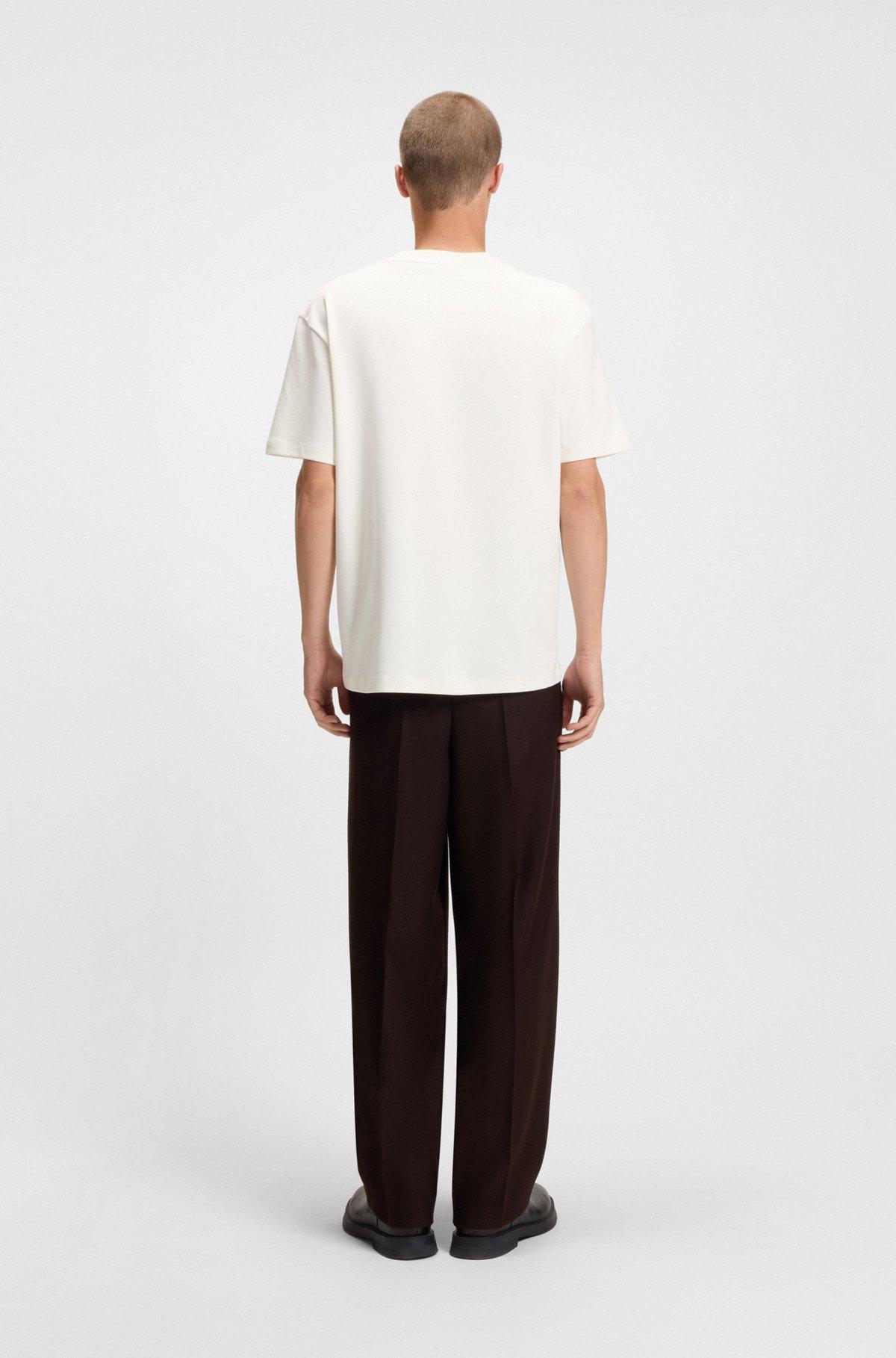 HUGO - Interlock-cotton regular-fit T-shirt with stacked logo - White Product Image