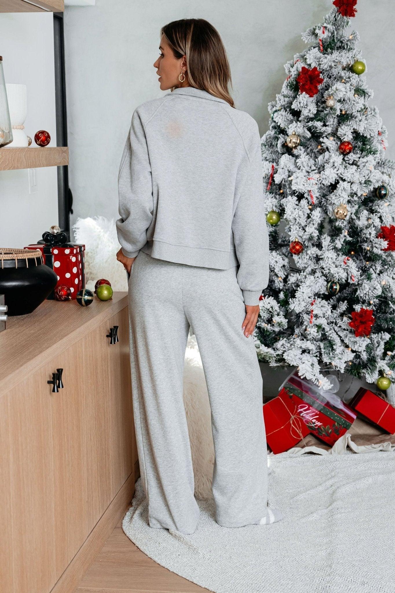 Comfort Lounge Grey Half Zip Sweatshirt - FINAL SALE Product Image