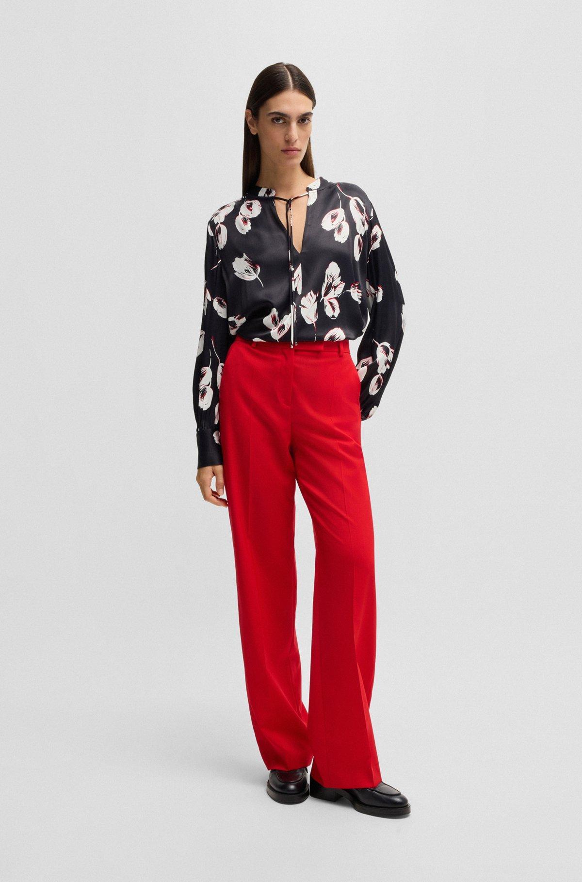 BOSS - Straight-leg trousers in wool - Red Product Image