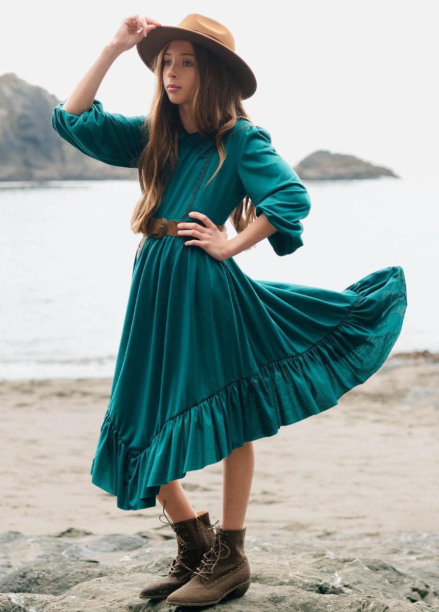 Tatum Dress in Teal Girls Product Image