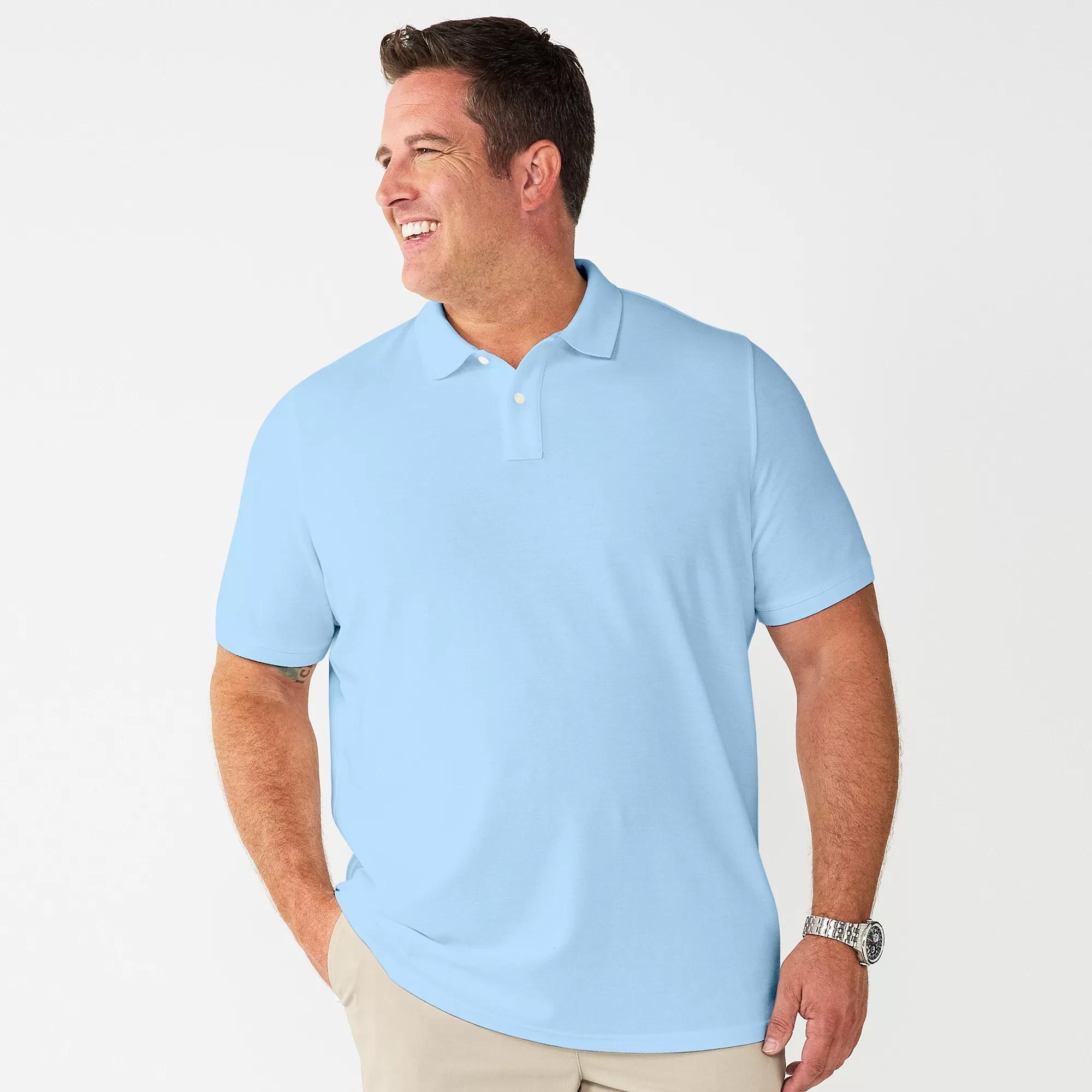 Big & Tall Sonoma Goods For Life® Pique Polo, Men's, Size: 5XB, Light Blue Product Image