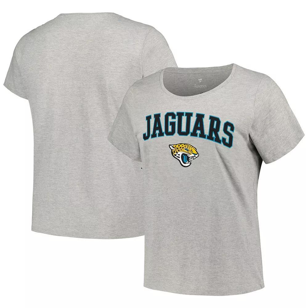 Womens Fanatics Branded Heather Gray Jacksonville Jaguars Plus Size Arch Over Logo T-Shirt Product Image