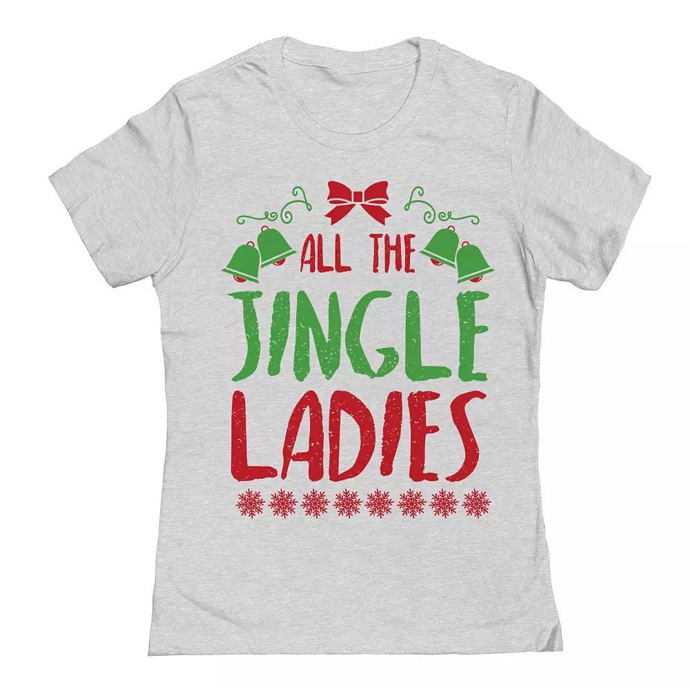 Junior's Christmas Jingle Ladies Graphic Tee, Women's, Size: Small, Grey Gray Product Image