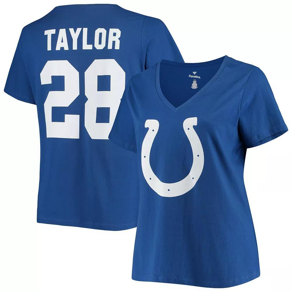 Women's Fanatics Branded Jonathan Taylor Royal Indianapolis Colts Plus Size Name & Number V-Neck T-Shirt, Size: 2XL, Blue Product Image