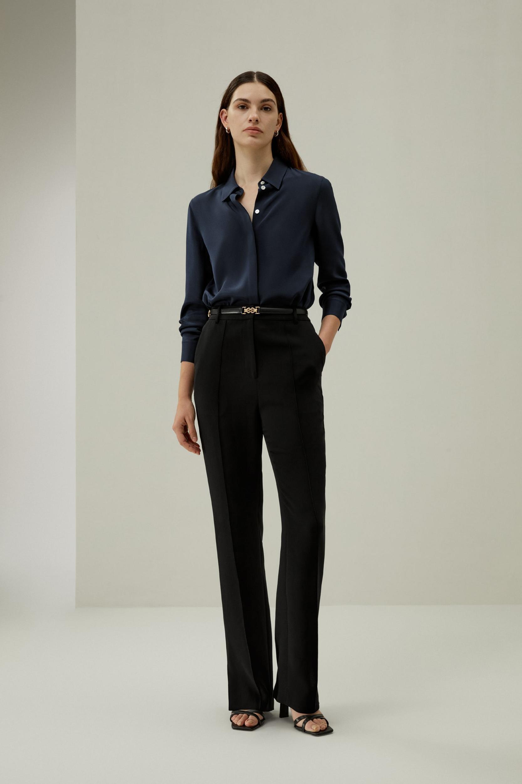 Graceful Button Up Silk Blouse Product Image