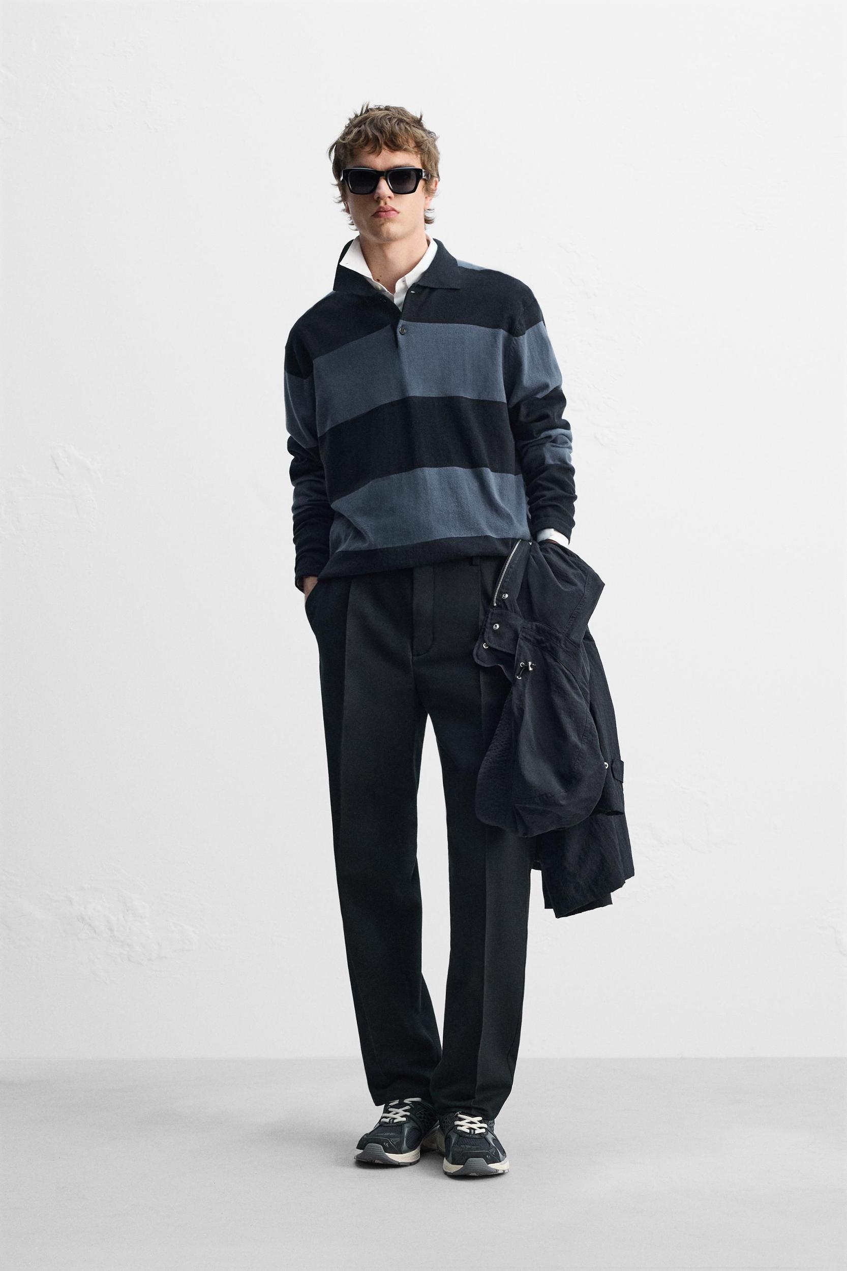 STRIPED KNIT POLO Product Image