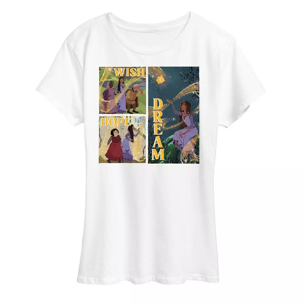 Disneys Wish Womens Wish Hope Dream Graphic Tee, Girls Heather Grey Product Image