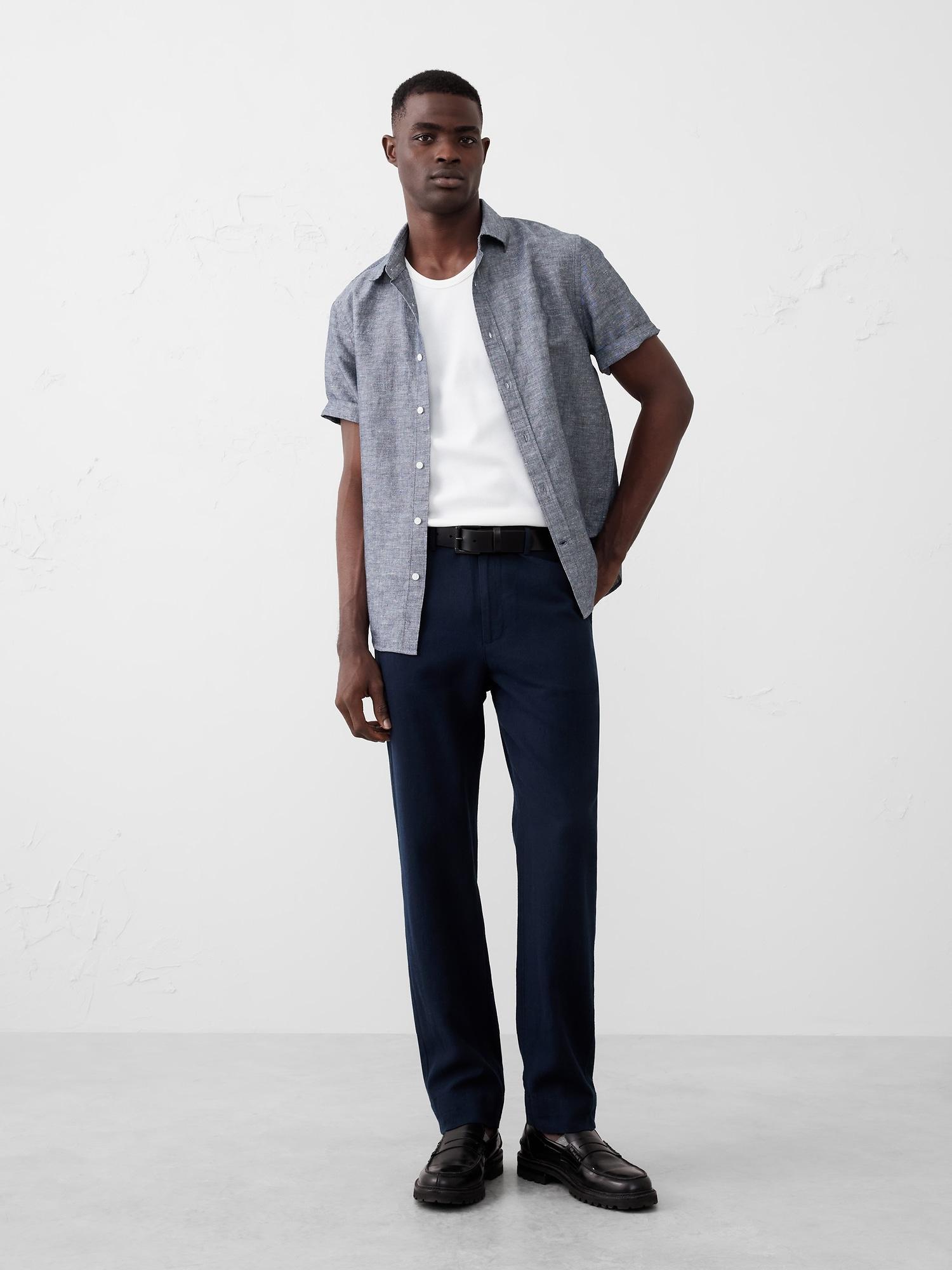 Slim-Straight Linen-Blend Trouser Product Image