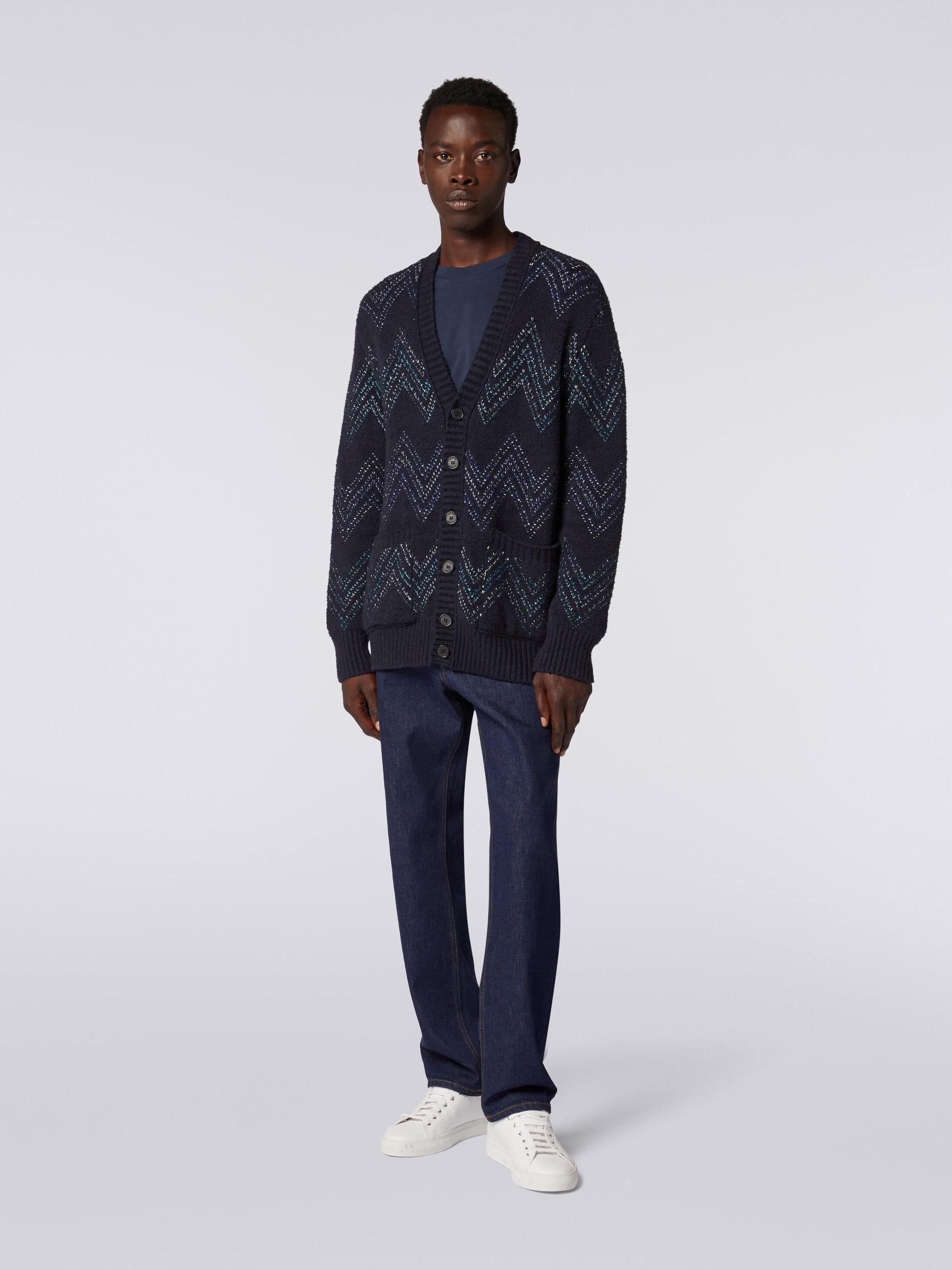 Zigzag cotton blend V-neck cardigan Product Image
