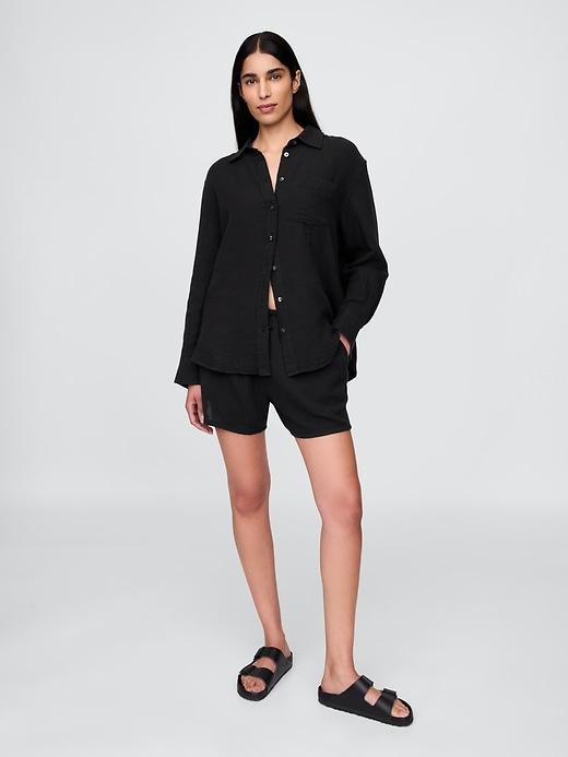 Crinkle Gauze Button-Down Shirt Product Image