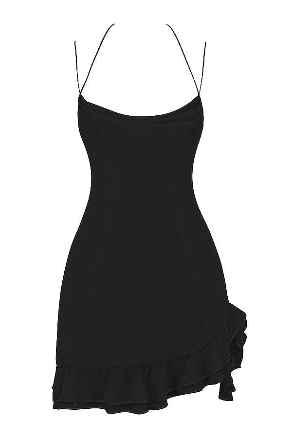 Rossella Black Ruffle Mini Dress Product Image