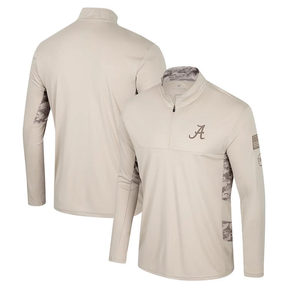 Men's Colosseum Natural Alabama Crimson Tide OHT Military Appreciation Quarter-Zip Jacket, Size: Medium, Beige Product Image