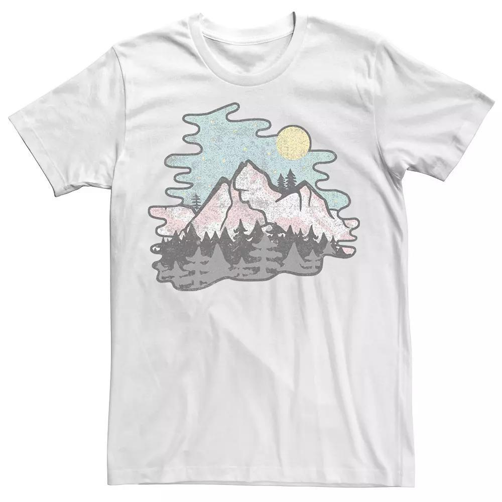 Men's Vintage Style Mountains At Twilight Nature Tee, Size: Large, White Product Image