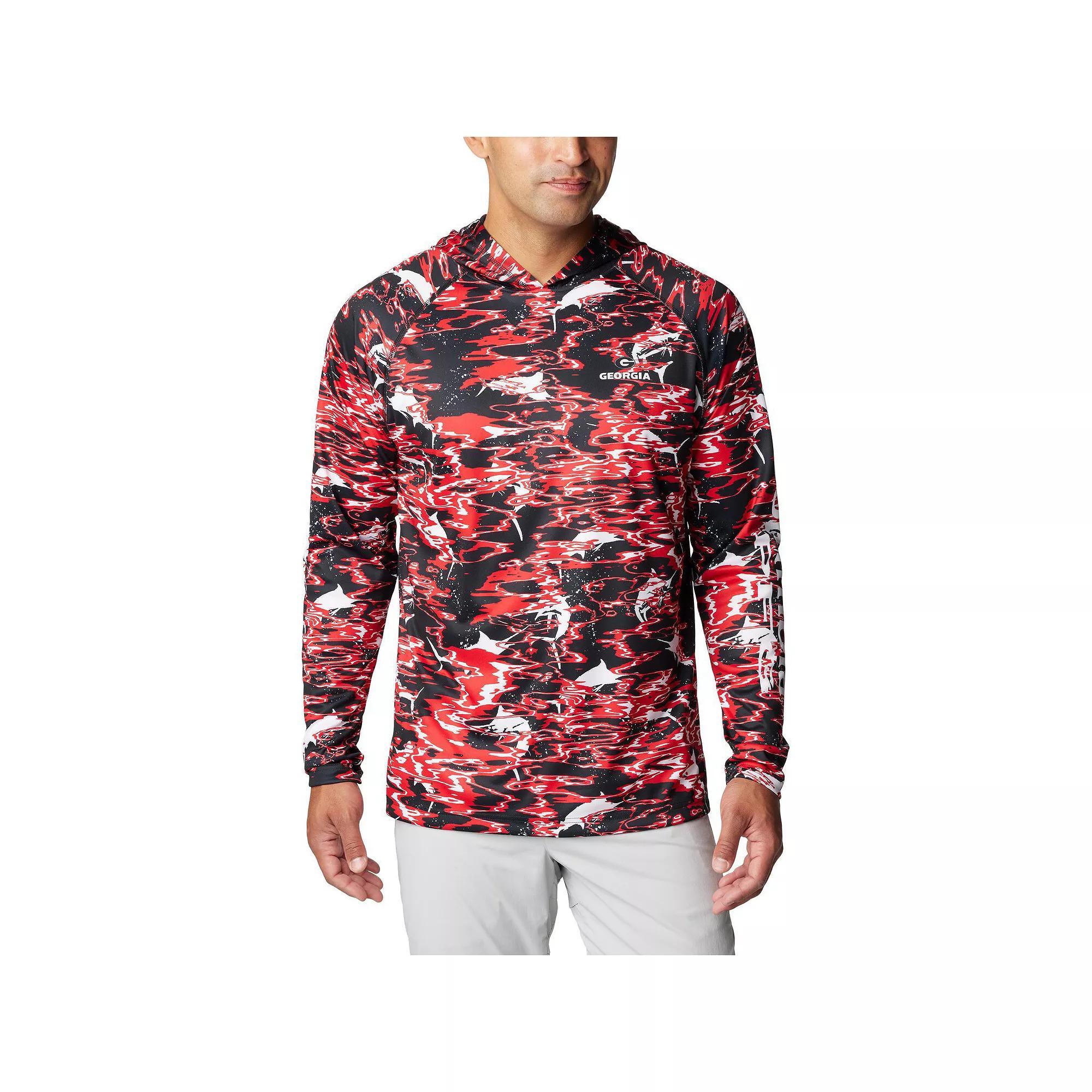 Men's Columbia  Black Georgia Bulldogs PFG Terminal Tackle Omni-Shade Rippled Long Sleeve Hooded T-Shirt, Size: XL Product Image