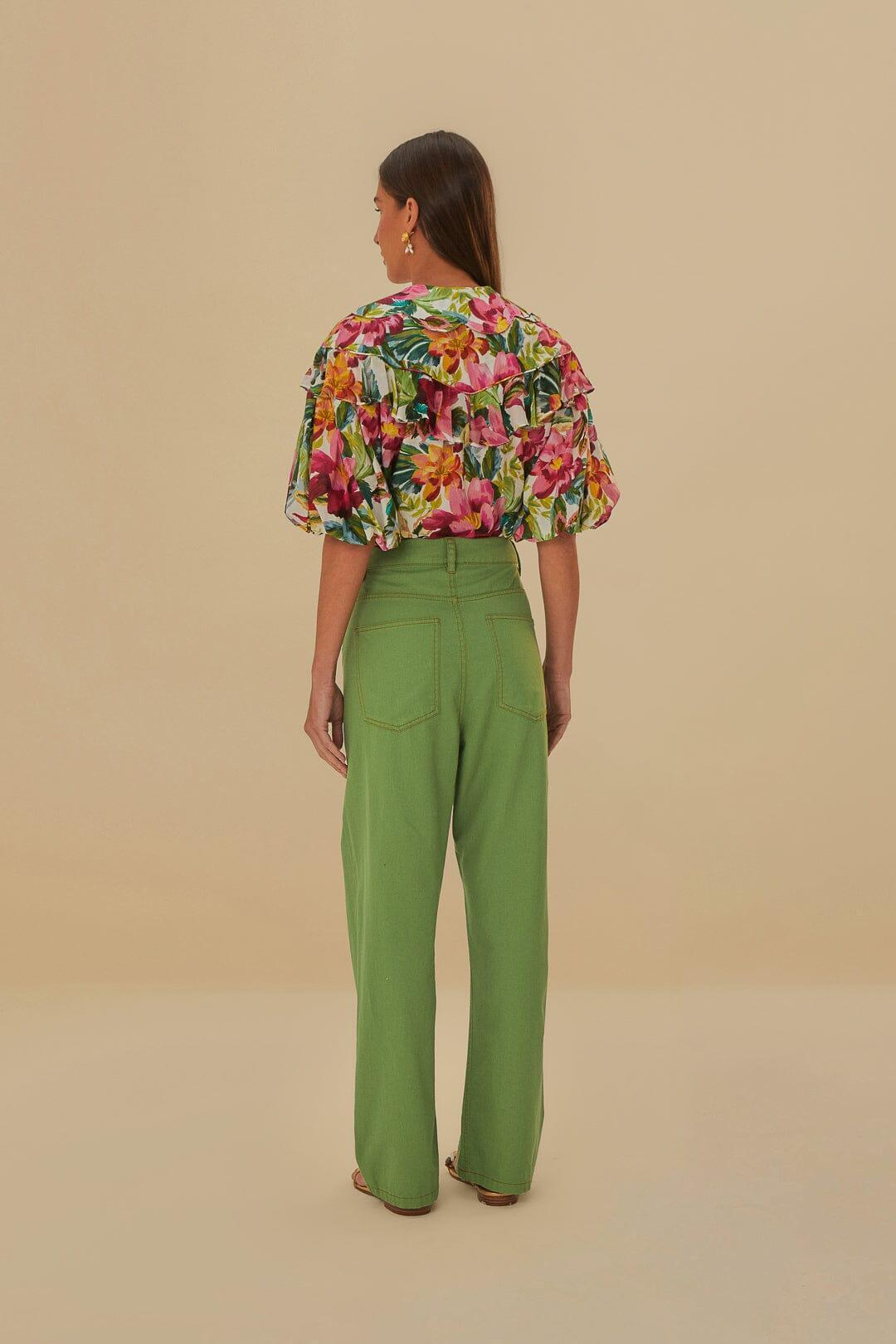 Green Pleat Pants Product Image