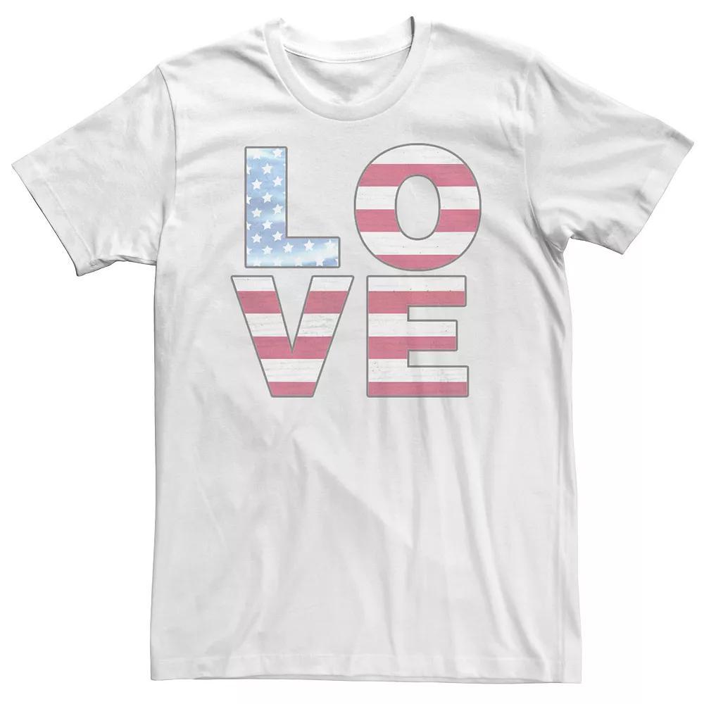 Big & Tall Americana Love American Flag Text Tee, Men's, Size: 4XLT, White Product Image