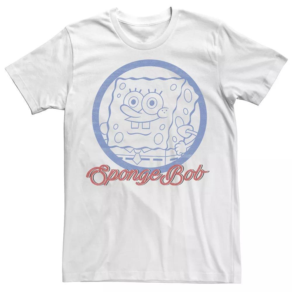 Men's Nickelodeon SpongeBob SquarePants Line Art Cursive Logo Portrait Graphic Tee, Size: Medium, White Product Image