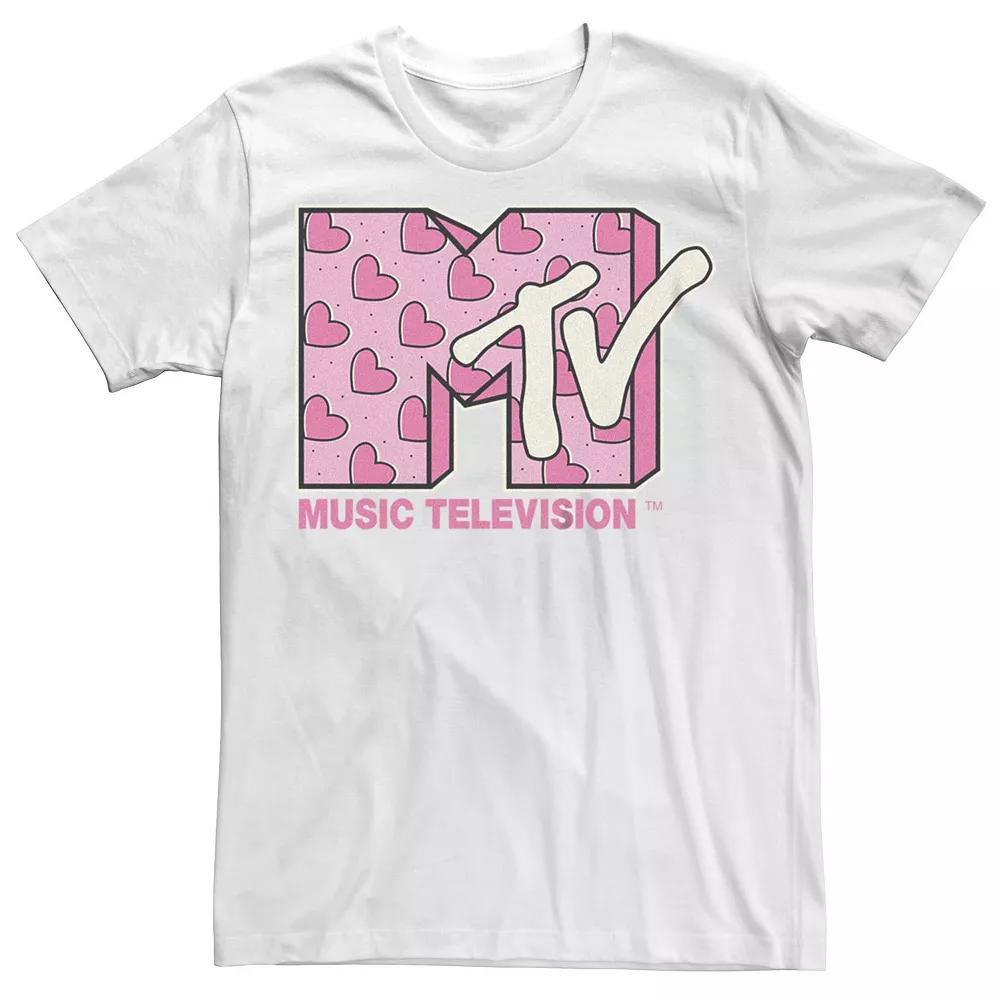 Juniors' MTV Heart Print Logo Boyfriend Graphic Tee, Women's, Size: Large, White Product Image