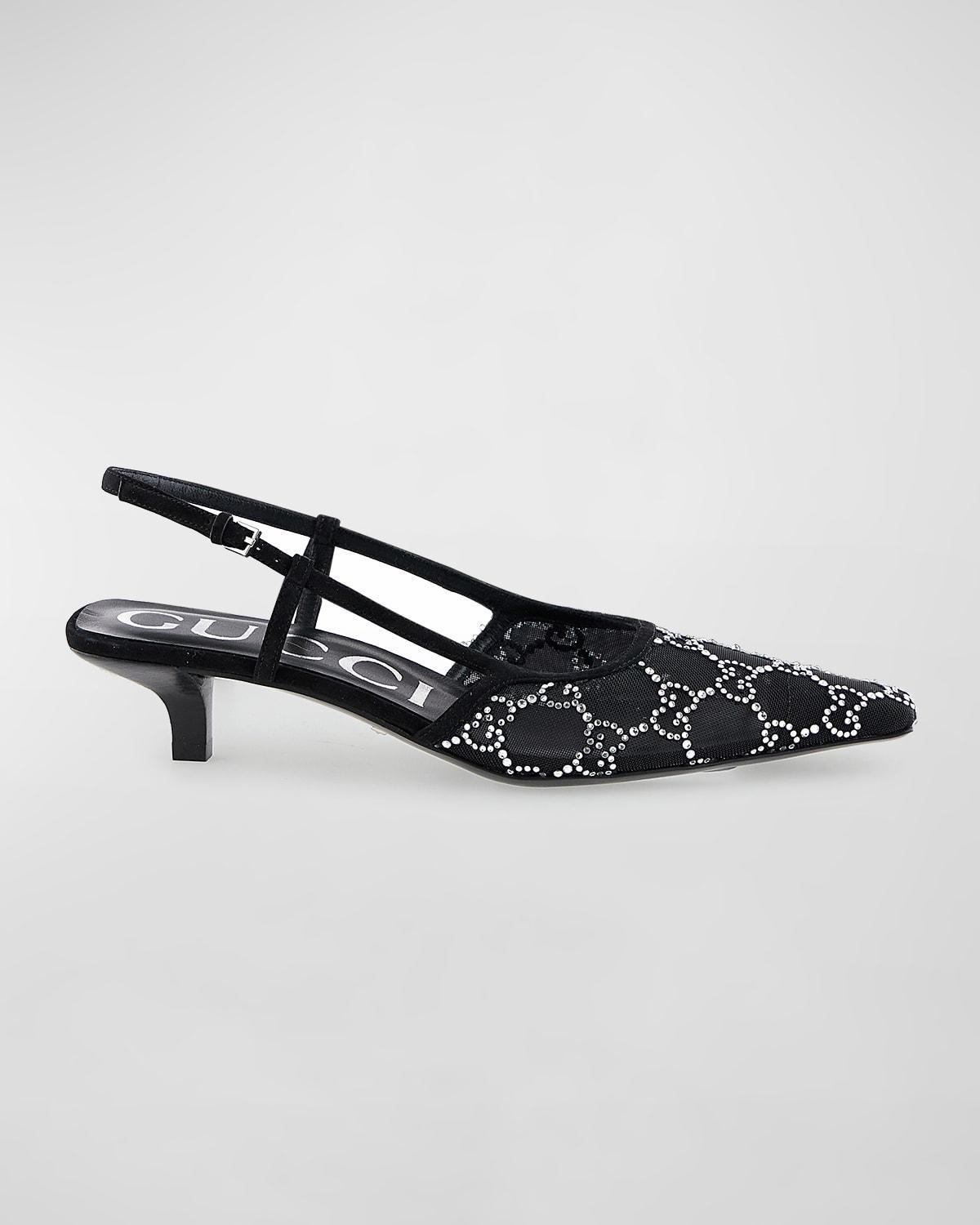 Tom Crystal GG Mesh Slingback Pumps Product Image