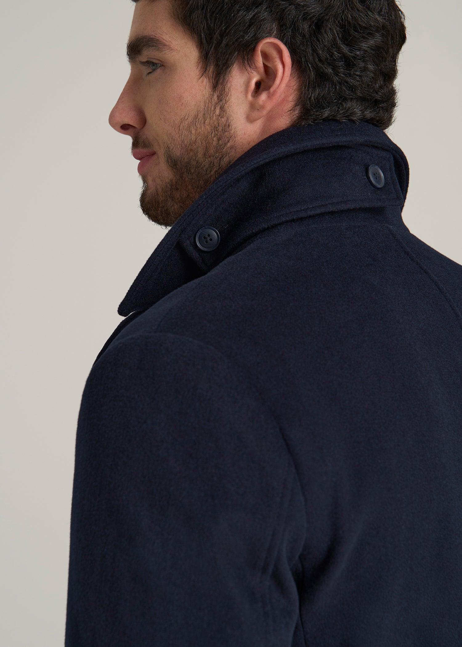Double-Breasted Wool Peacoat for Tall Men in Deep Navy Product Image