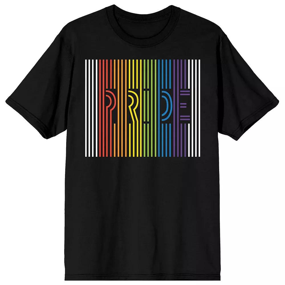 Men's Pride Rainbow Stripes Tee, Size: Large, Black Product Image