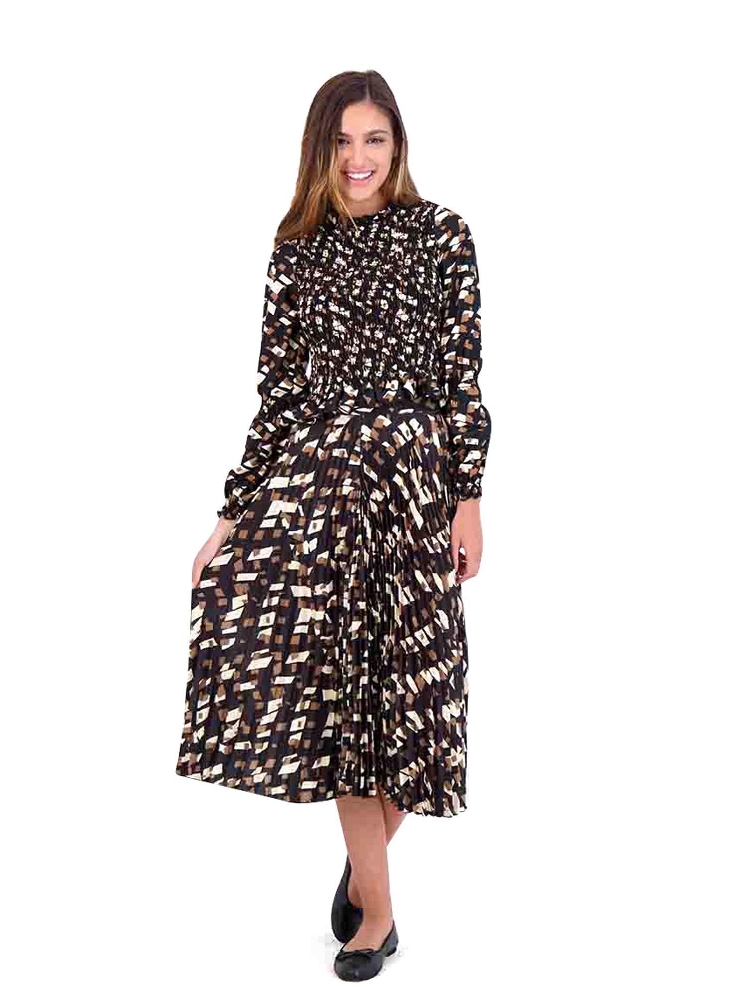 Ginger Printed Pleated Midi Skirt Product Image