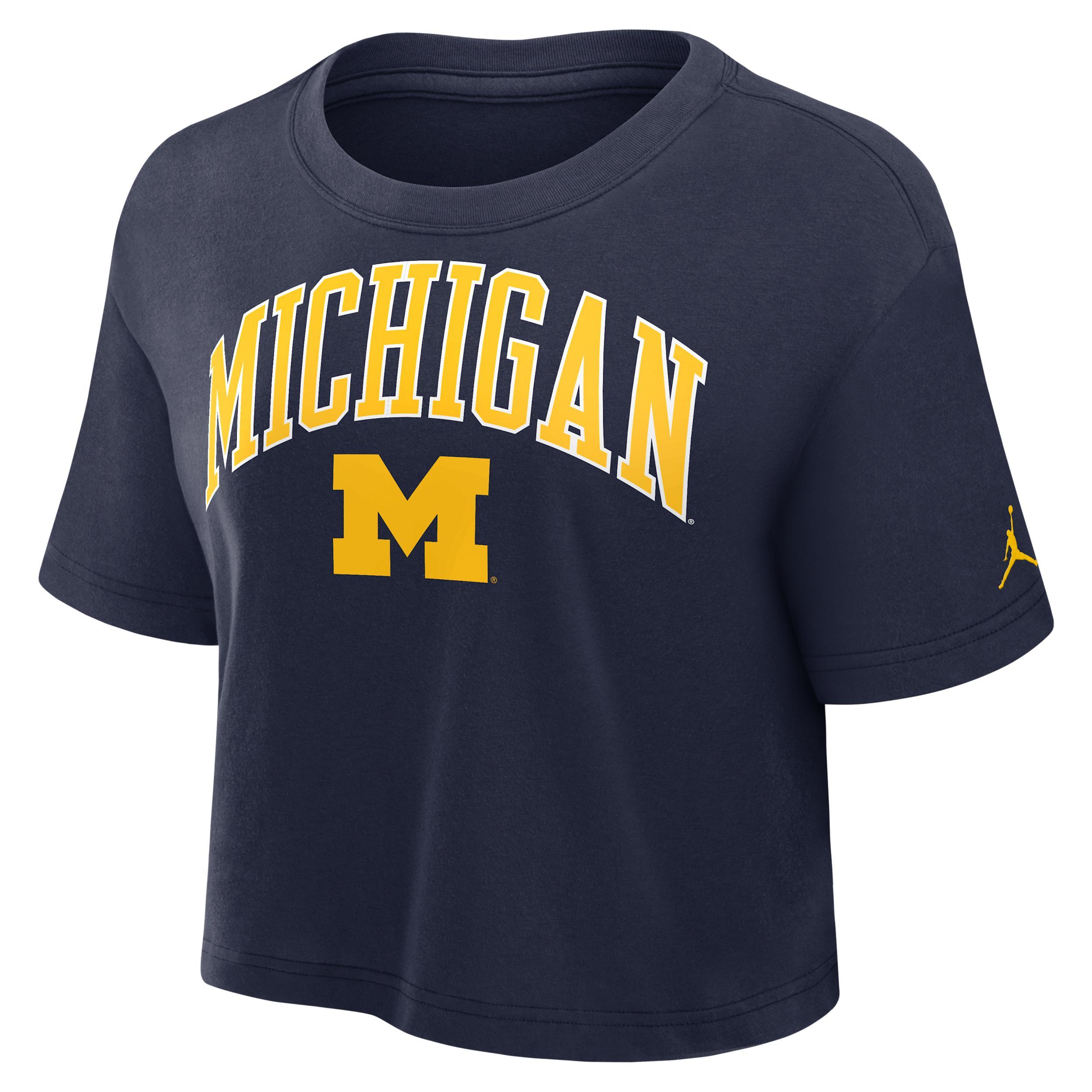 Michigan Athletic Prep Arch Women's Jordan Brand Dri-FIT College Cropped T-Shirt Product Image