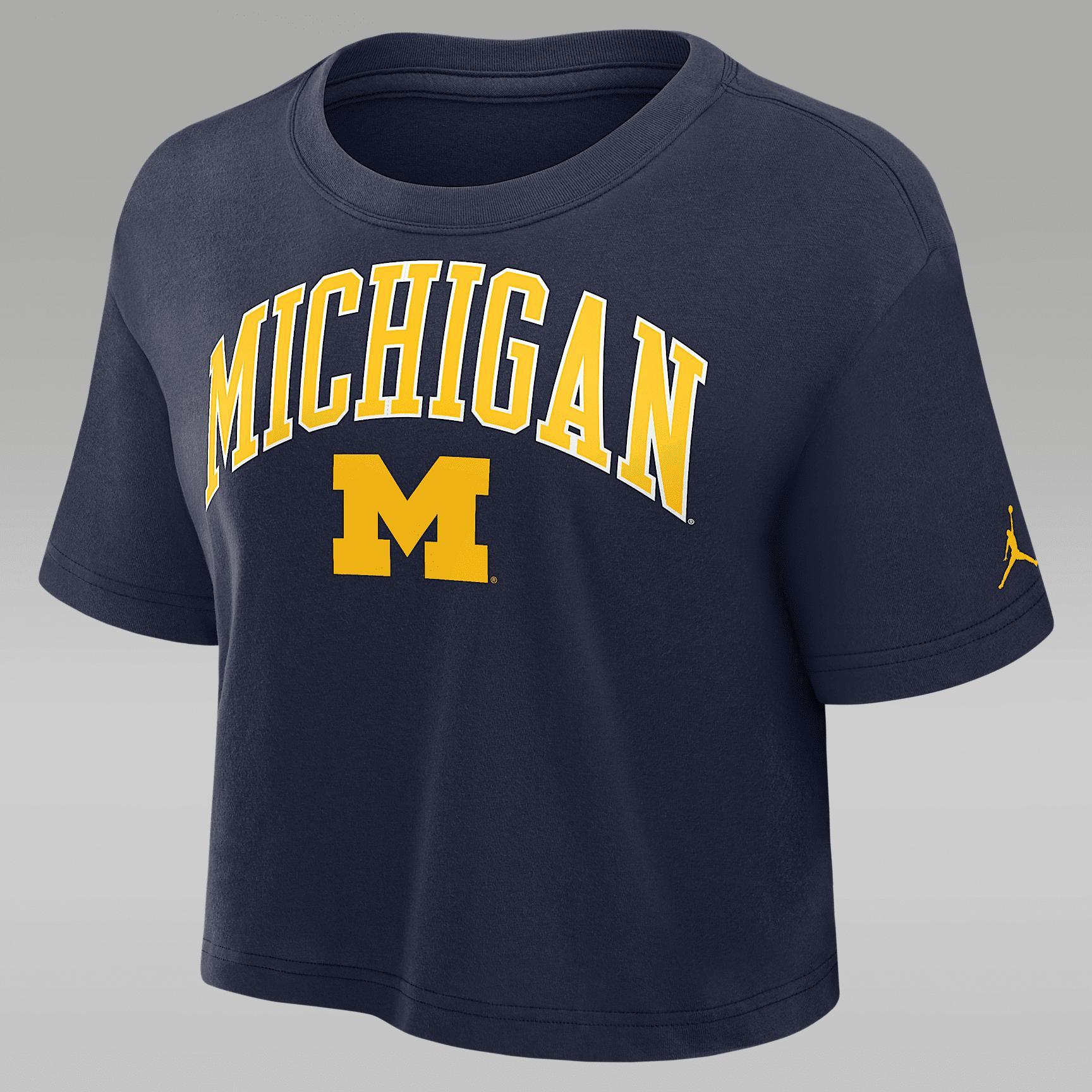 Michigan Athletic Prep Arch Women's Jordan Brand Dri-FIT College Cropped T-Shirt Product Image