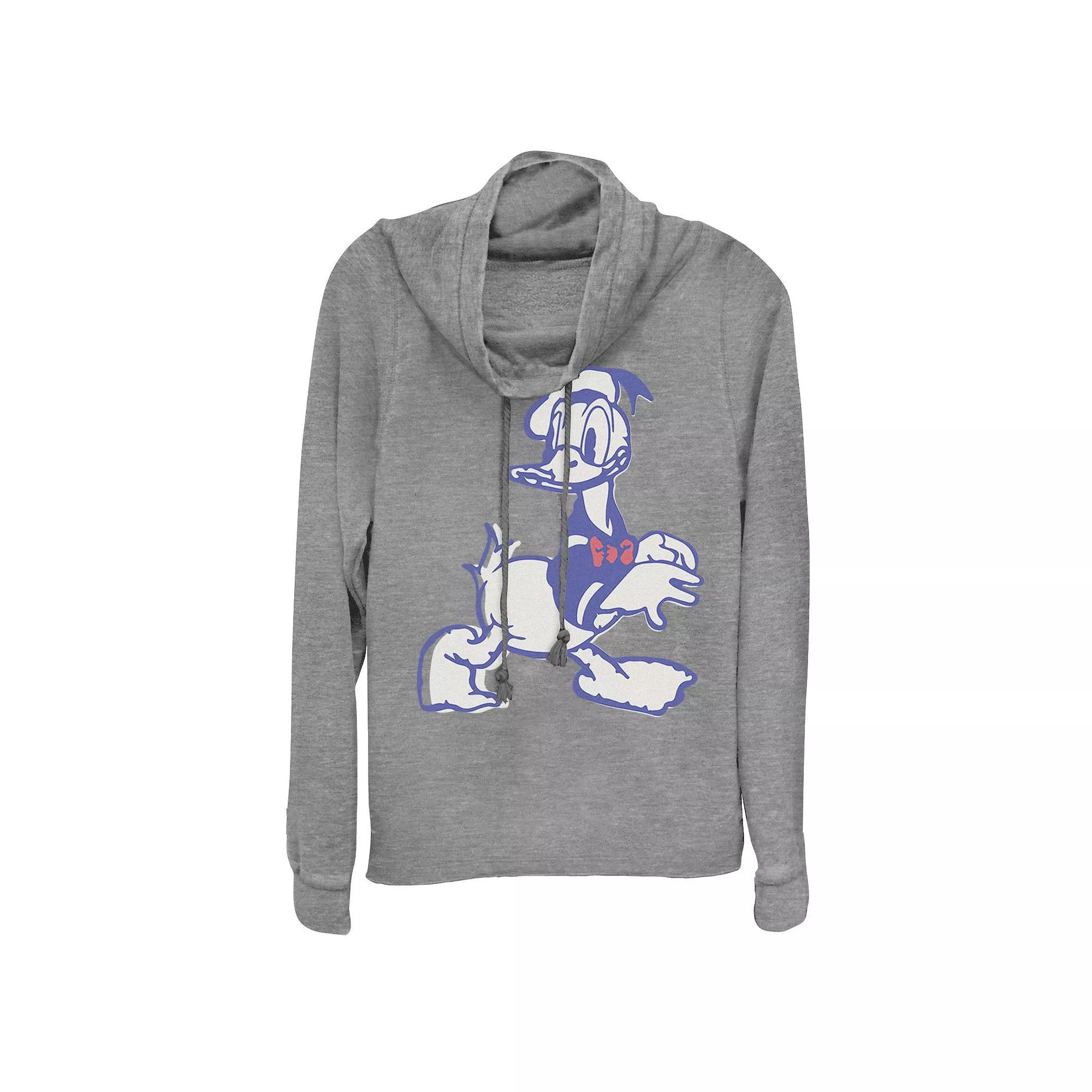 Disney Donald Duck Juniors' Vintage Graphic Cowlneck Graphic Lightweight Long Sleeve, Girl's, Size: XXL, Gray Grey Product Image