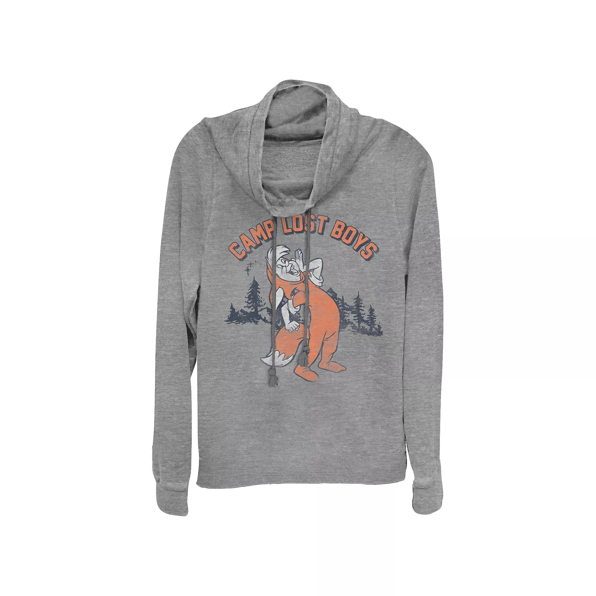 Disney's Peter Pan Juniors' Camp Lost Boys Cowlneck Graphic Lightweight Long Sleeve, Girl's, Size: Small, Gray Grey Product Image