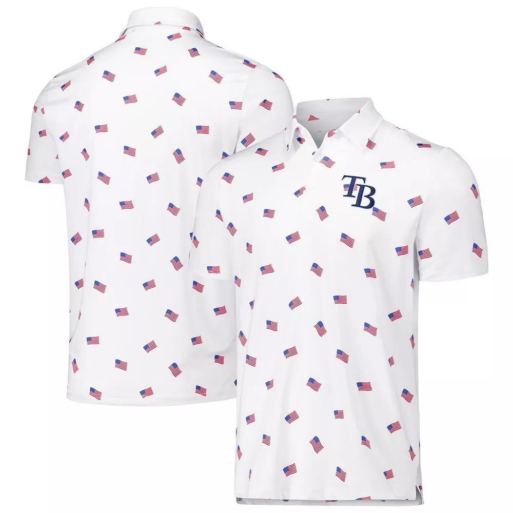 Men's Antigua White Tampa Bay Rays  Americana Polo, Size: Large Product Image