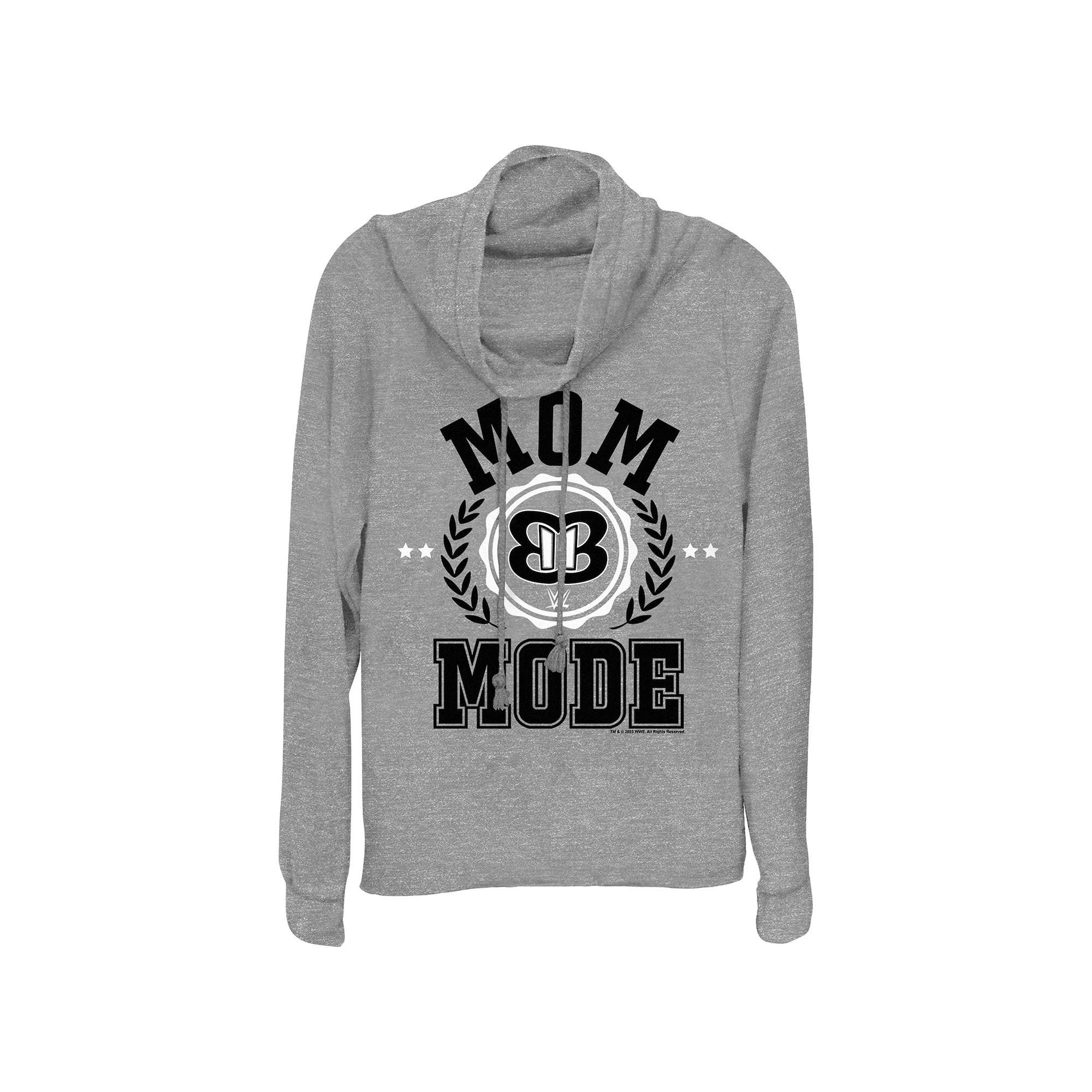 Women's WWE Mom Mode Cowlneck Graphic Lightweight Long Sleeve, Size: XL, Gray Grey Product Image