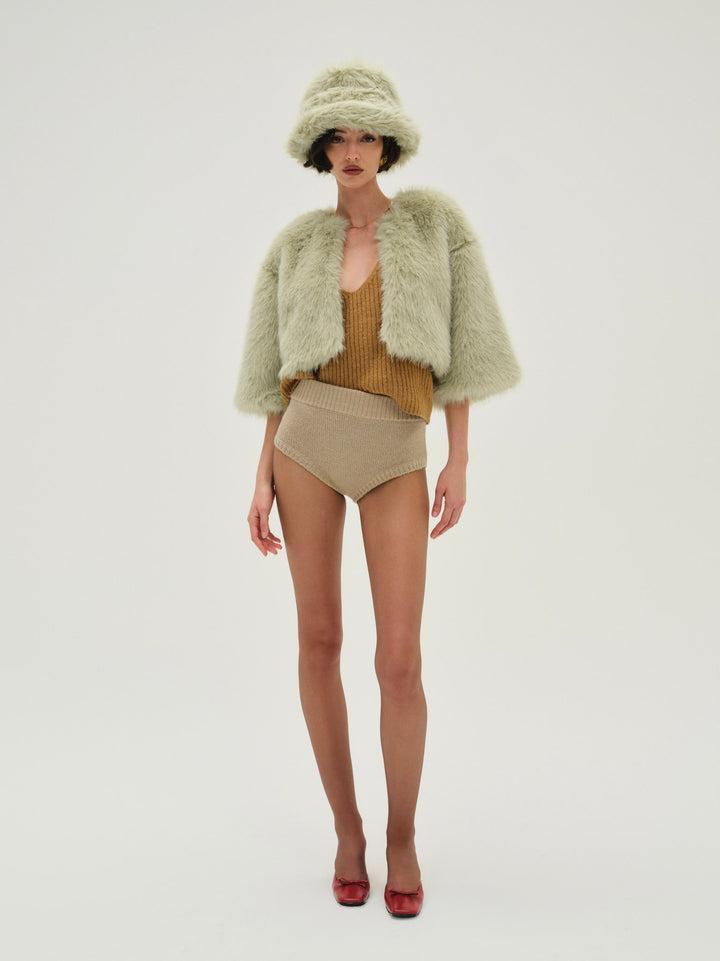 Amina Fur Jacket — Green Product Image
