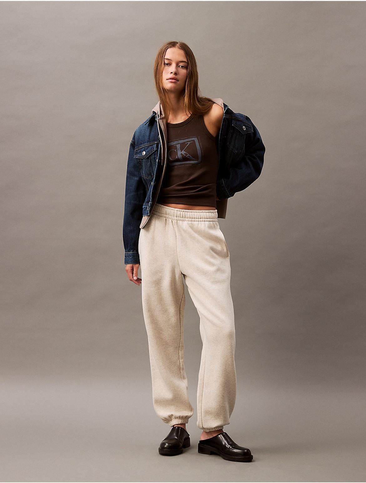 Calvin Klein Womens Archive Logo Fleece Joggers - Grey Product Image
