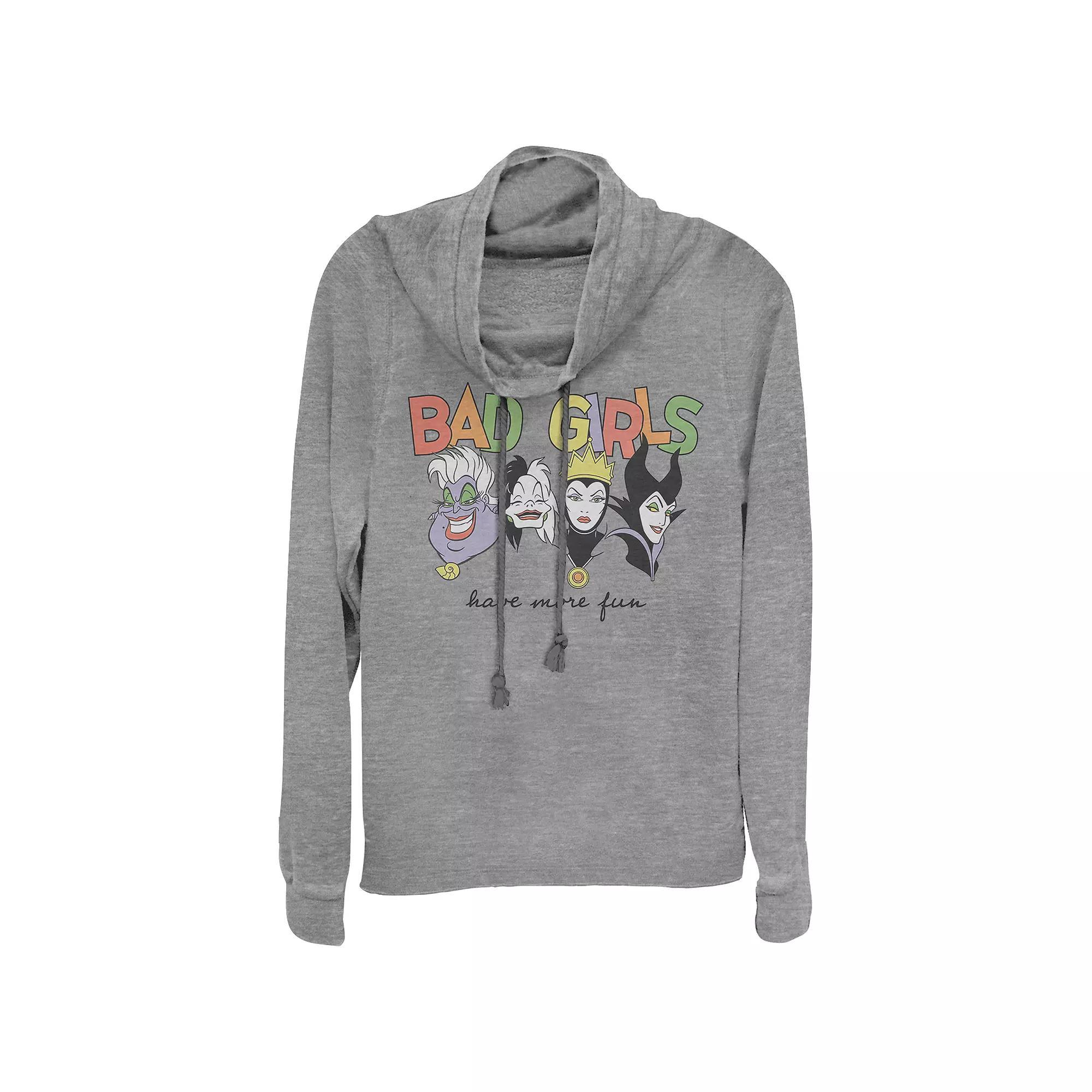 Disney Villains Juniors' Bad Girls Have More Fun Cowlneck Graphic Lightweight Long Sleeve, Girl's, Size: XL, Gray Grey Product Image