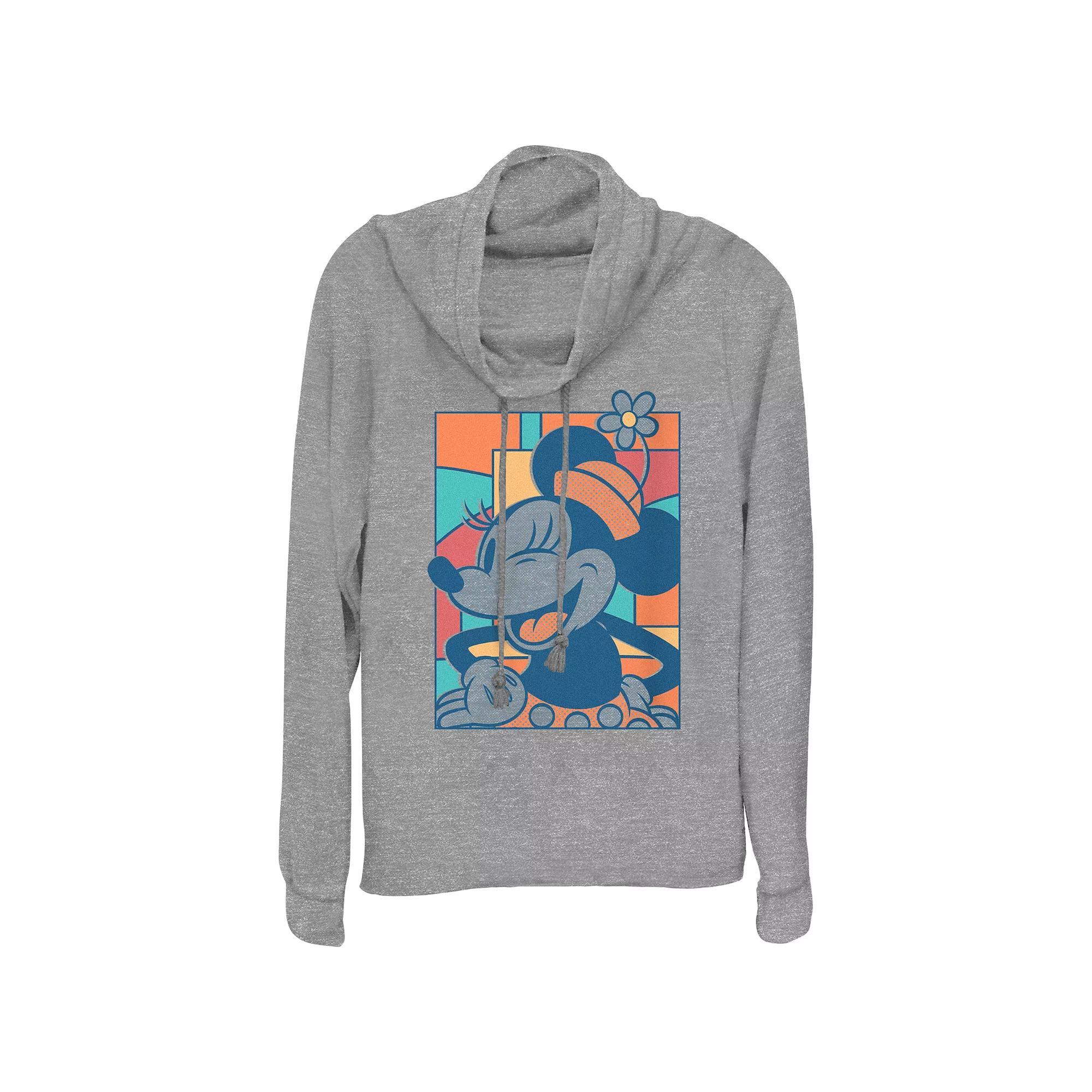 Disney's Minnie Mouse Wink Plus Size Cowlneck Graphic Lightweight Long Sleeve, Women's, Size: 1XL, Gray Grey Product Image