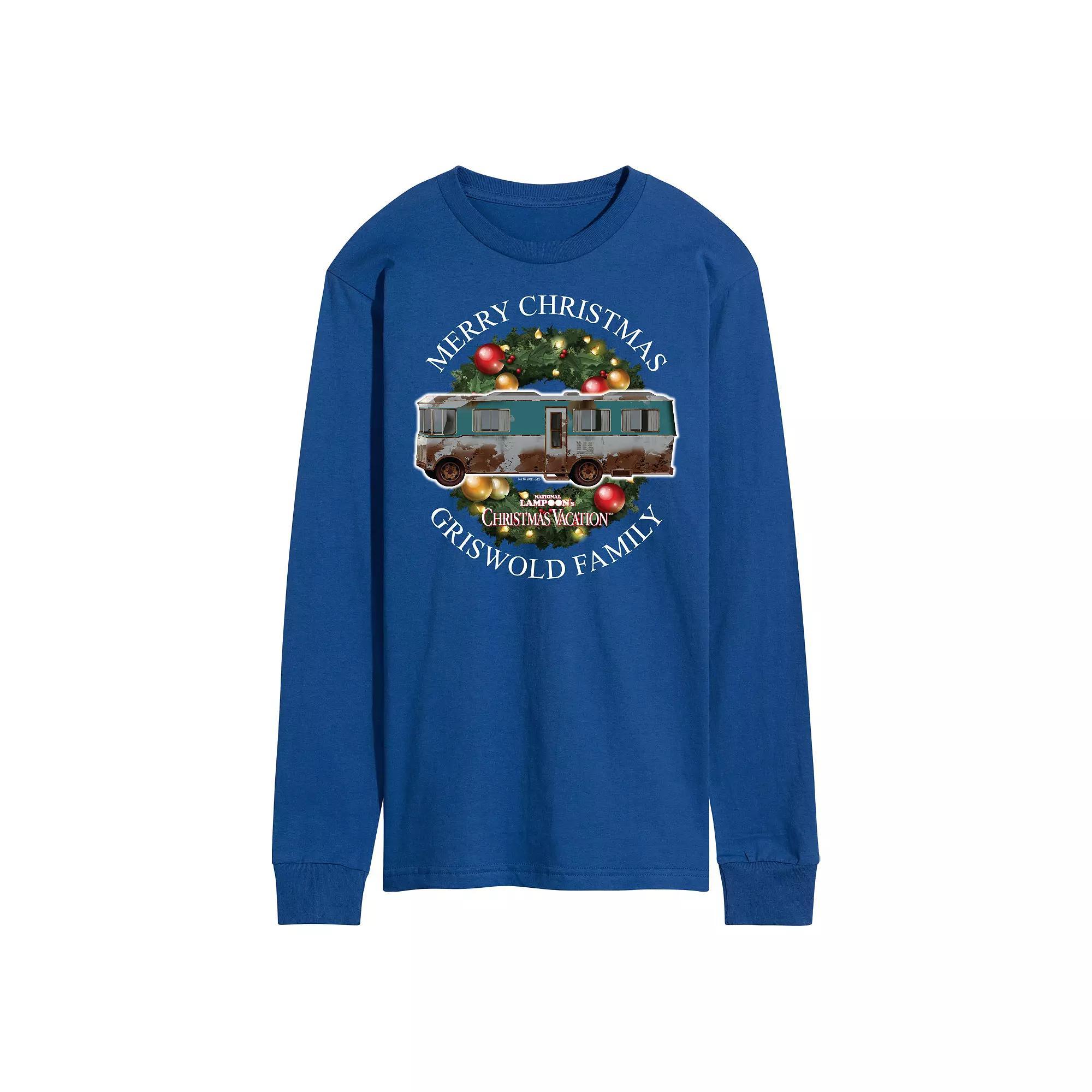 Mens National Lampoons Christmas Vacation Merry Christmas Long Sleeve Graphic Tee Blue Product Image