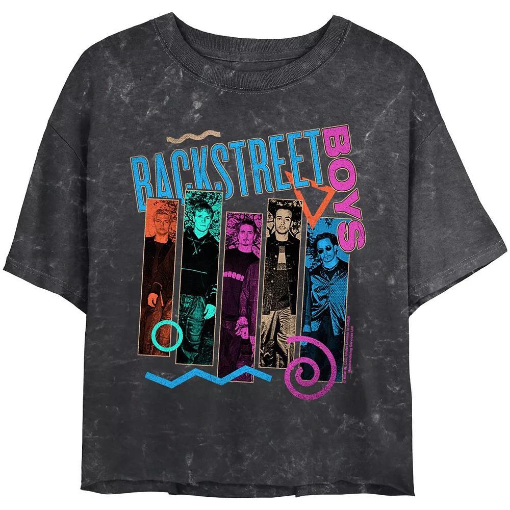 Juniors' Backstreet Boys Members Banners Crop Top Mineral Wash Graphic Tee, Women's, Size: XXL, Black Product Image