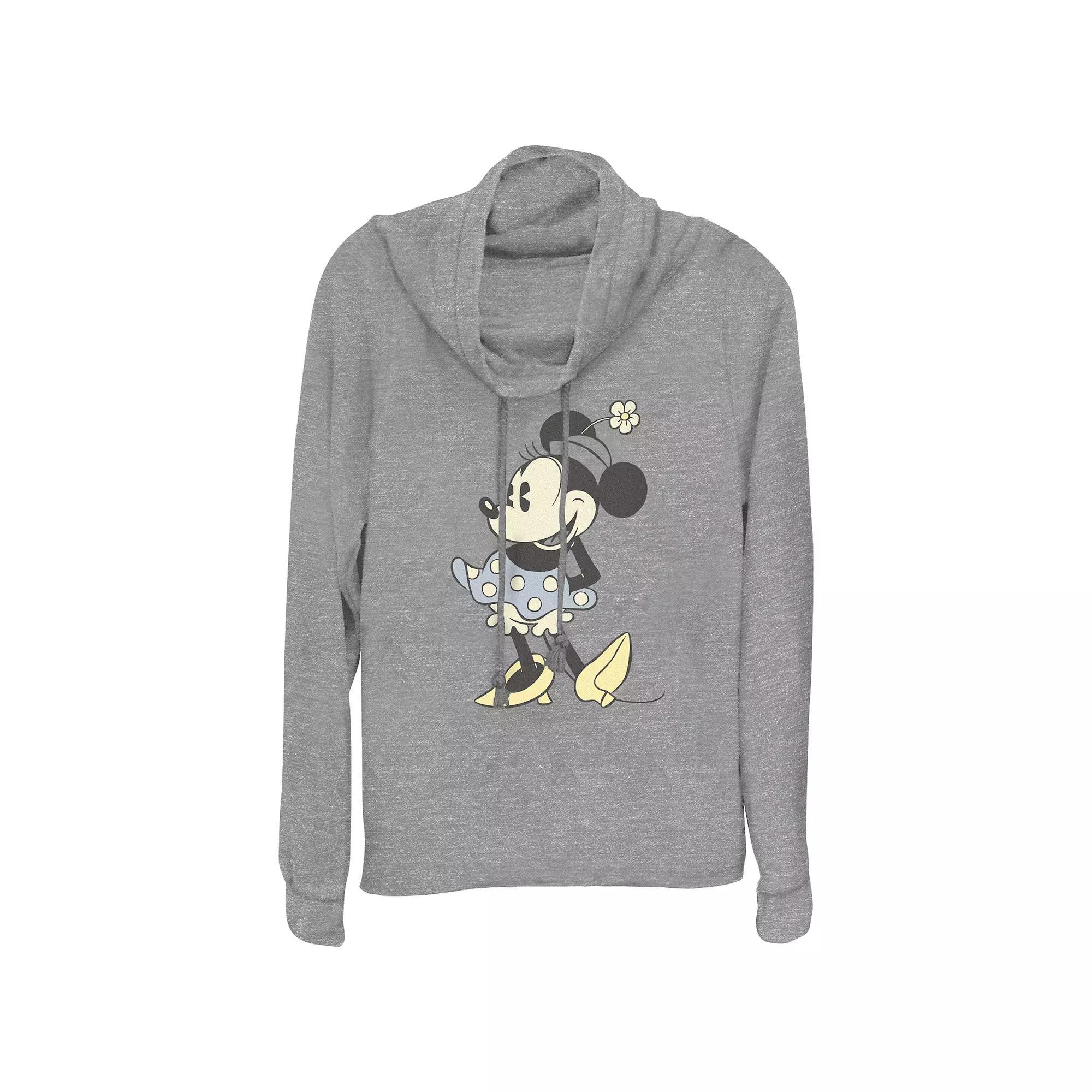 Disney's Minnie Mouse Classic Outfit Women's Cowlneck Graphic Lightweight Long Sleeve, Size: Small, Gray Grey Product Image