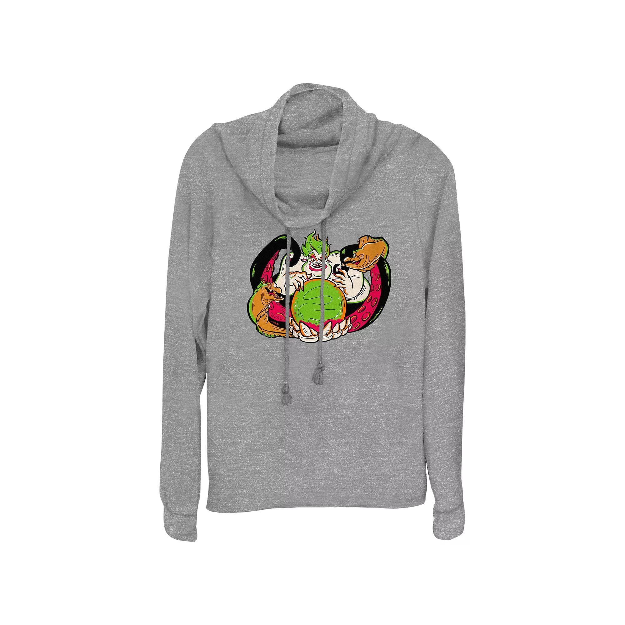 Disney Villain The Little Mermaid Ursula Sea Witch Womens Cowlneck Graphic Lightweight Long Sleeve Gray Grey Product Image