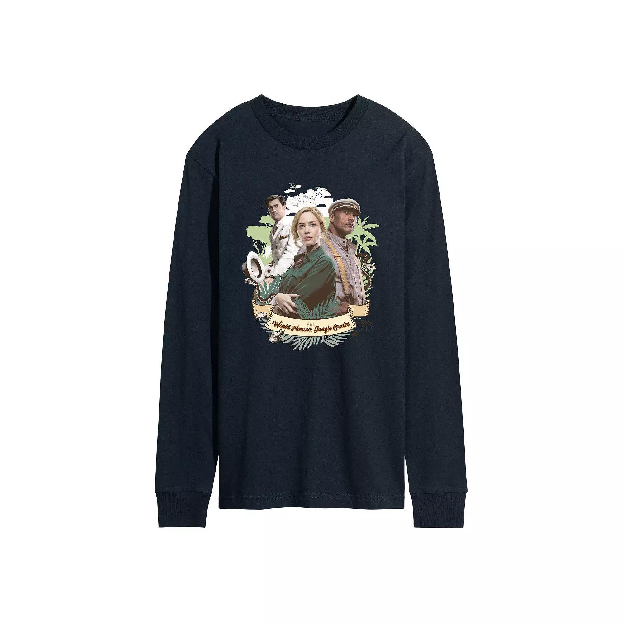 Disneys Jungle Cruise Mens Poster Long Sleeve Graphic Tee Blue Product Image