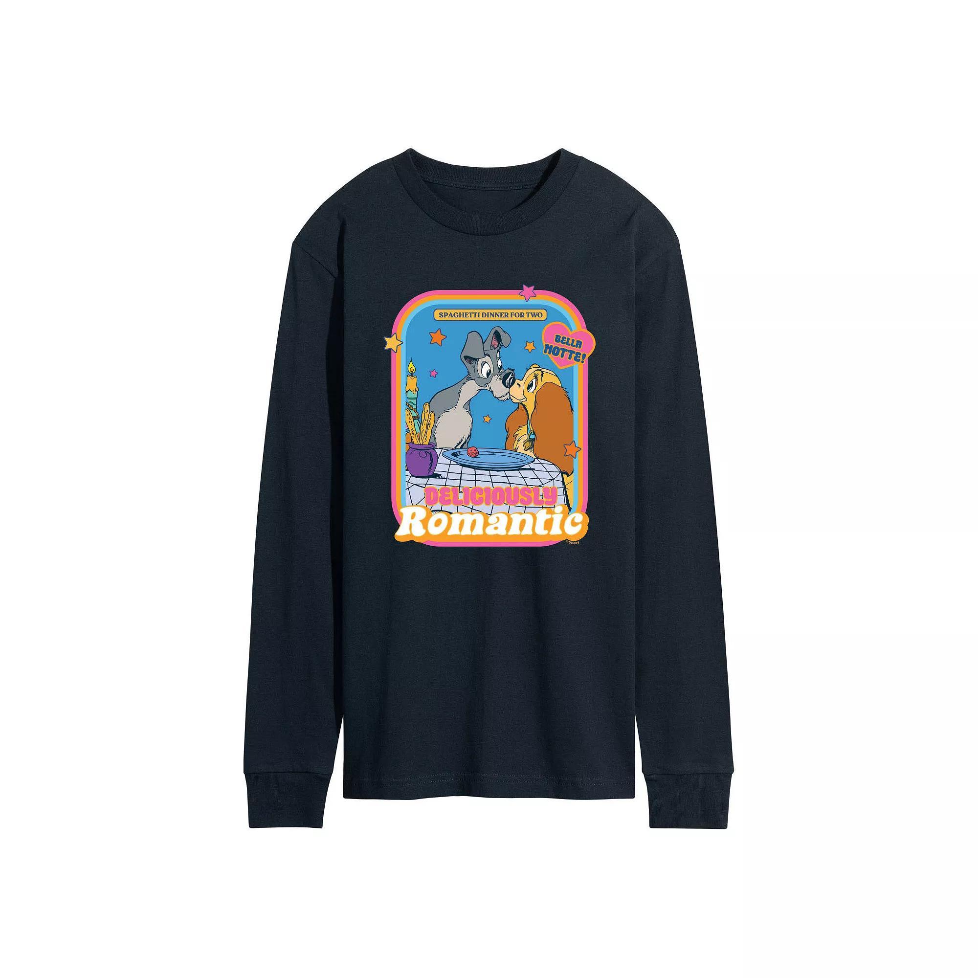 Disneys Lady and the Tramp Mens Romantic Long Sleeve Graphic Tee Product Image