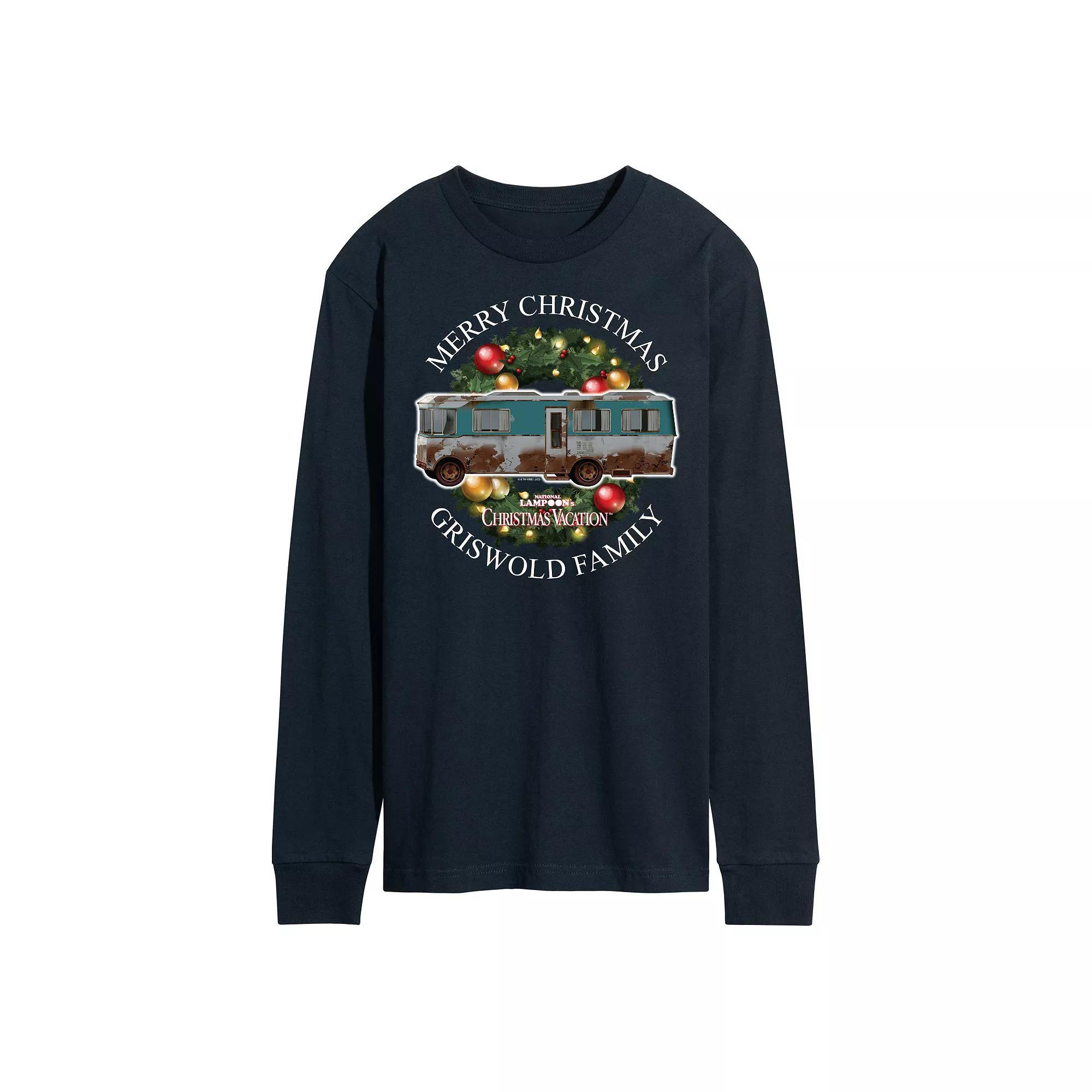 Mens National Lampoons Christmas Vacation Merry Christmas Long Sleeve Graphic Tee Blue Product Image