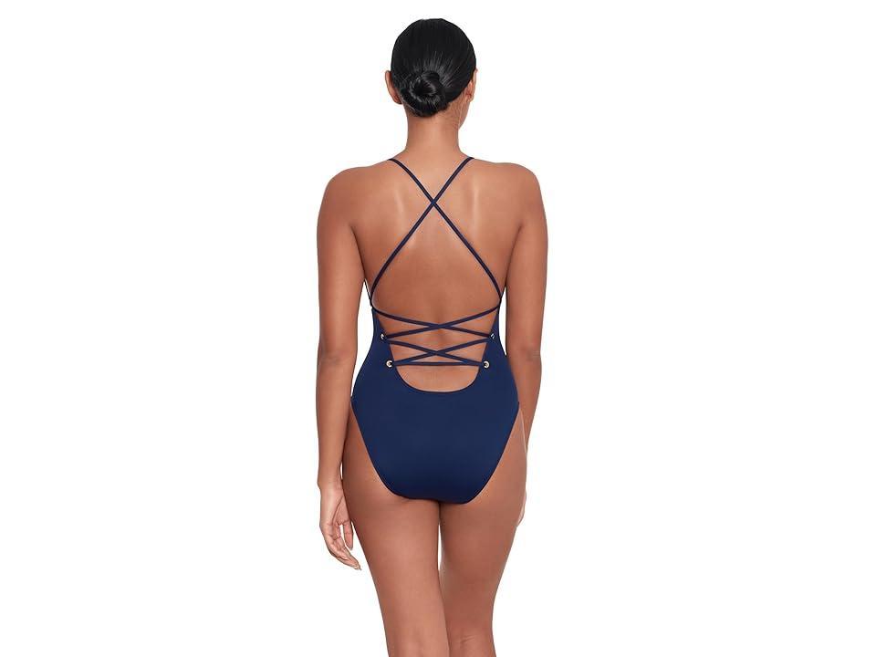 Lauren Ralph Lauren Beach Cllub Solids Strappy Plunge One Piece Women's Swimsuits One Piece Product Image