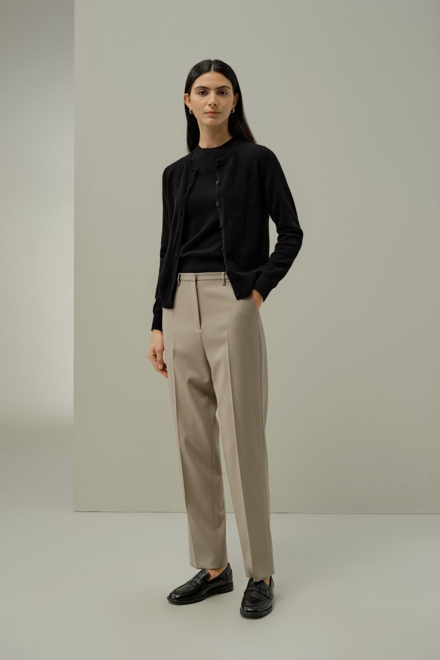 Cashmere Fitted Crew Neck Cardigan Product Image